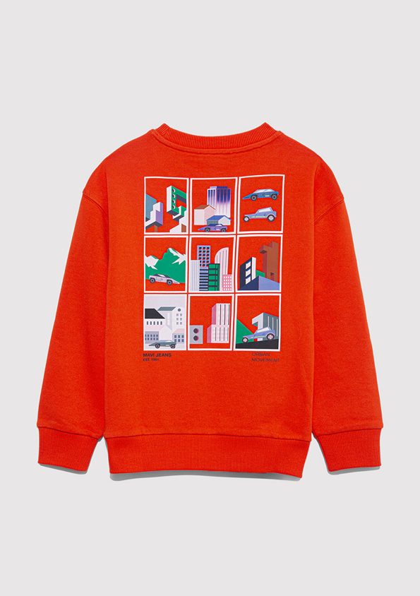 Printed Orange Sweatshirt