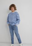 Blue Logo Striped Blue Sweatshirt