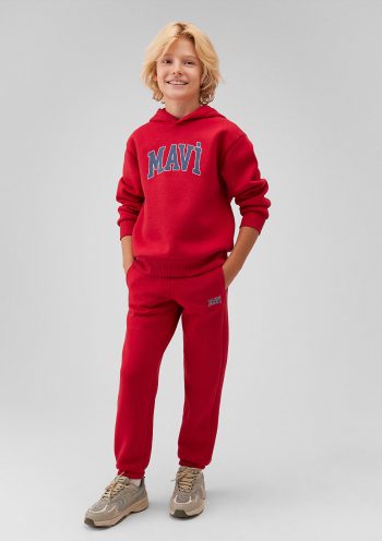 Red Sweatpants with Mavi Logo Print