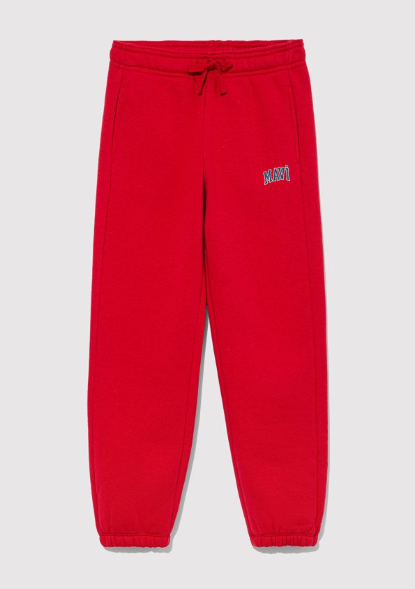Red Sweatpants with Mavi Logo Print