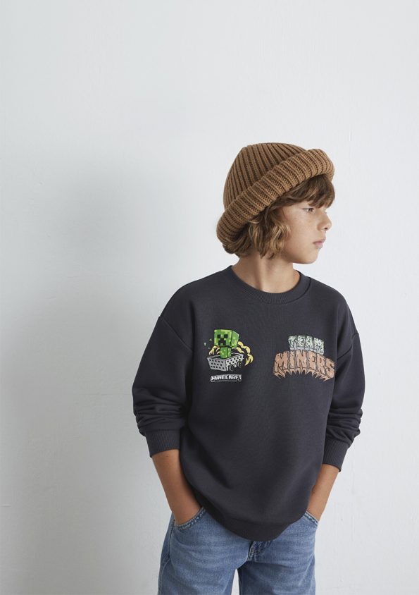 Minecraft Print Charcoal Sweatshirt