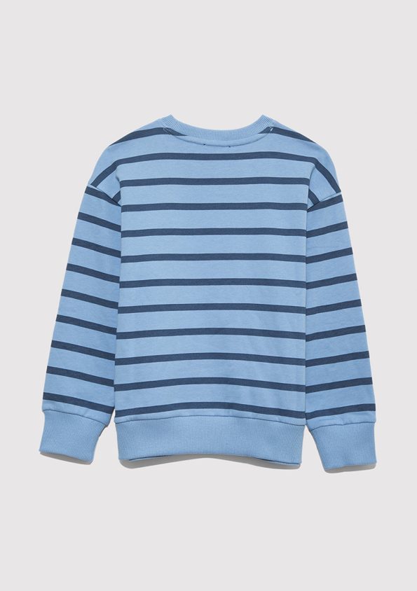 Blue Logo Striped Blue Sweatshirt