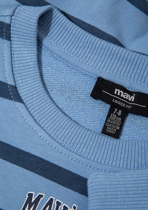 Blue Logo Striped Blue Sweatshirt
