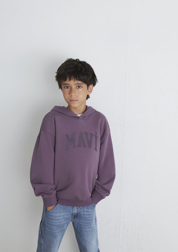 Blue Logo Printed Purple Sweatshirt