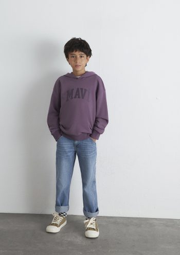 Blue Logo Printed Purple Sweatshirt