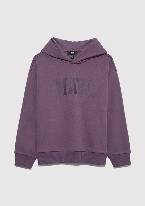 Blue Logo Printed Purple Sweatshirt