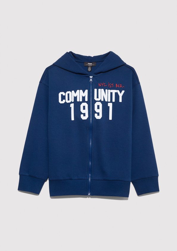 Zippered Navy Blue Sweatshirt