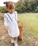 Embroidered Ruffled Seasonal Dress for Ages 1-8 in Ecru