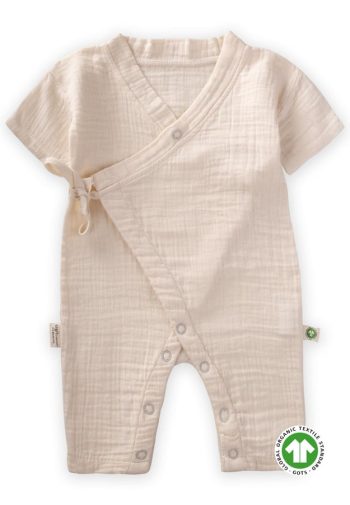 Organic Cross-Over Muslin Jumpsuit 0-9 Months Natural
