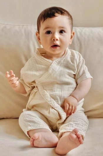 Organic Cross-Over Muslin Jumpsuit 0-9 Months Natural