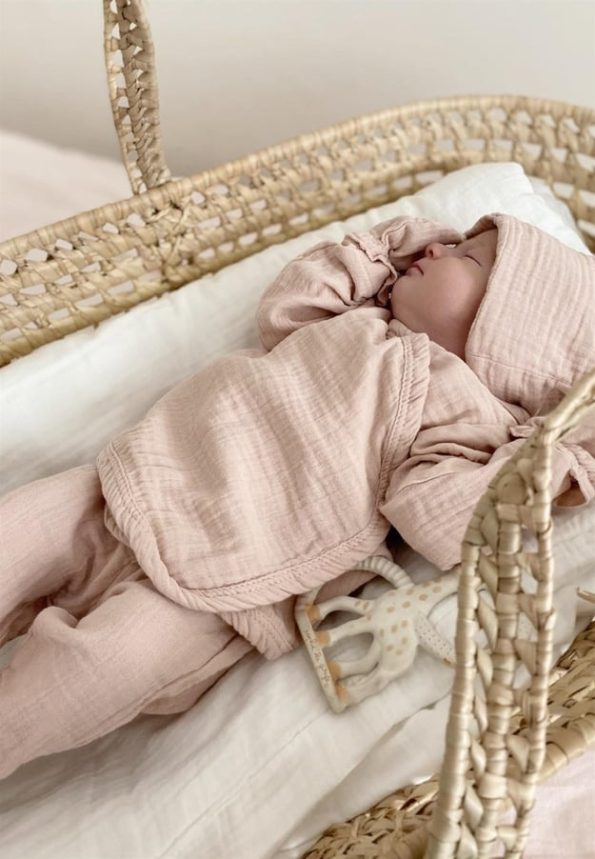 Organic Hospital Baby Outfit 0-3 Months Powder Pink