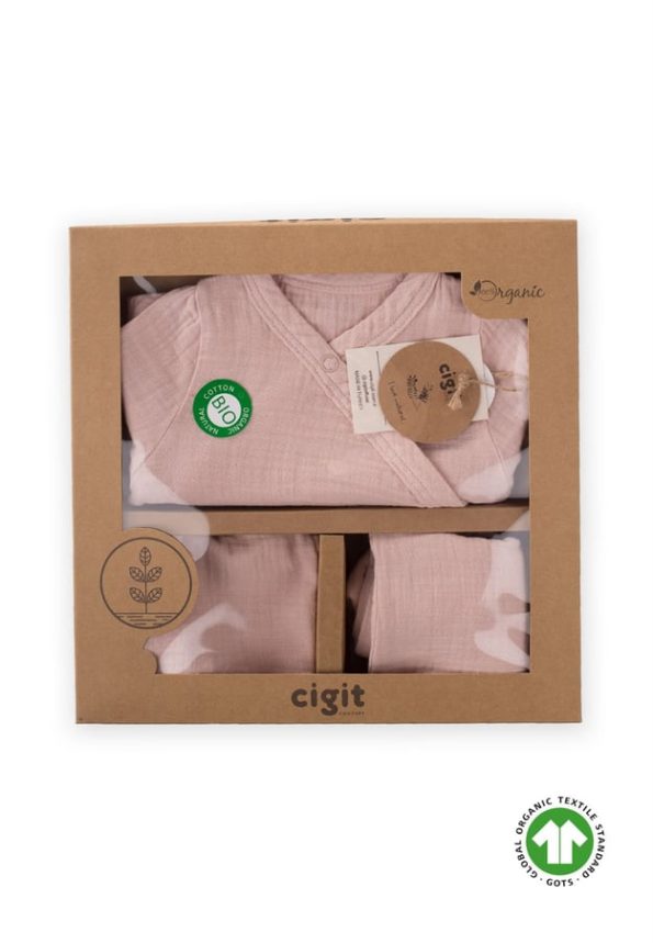 Organic Hospital Baby Outfit 0-3 Months Powder Pink