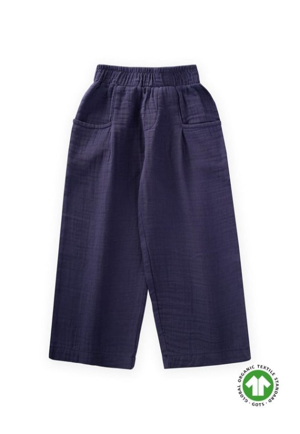 Organic Muslin Pants for Ages 2-10 in Navy Blue