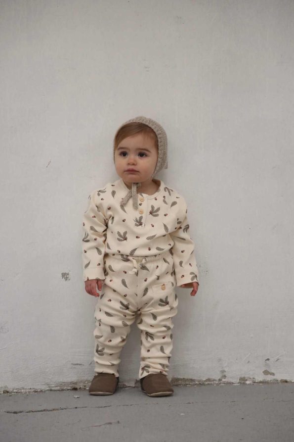 Unisex Pocket Shoulder Buttoned Top and Bottom Set