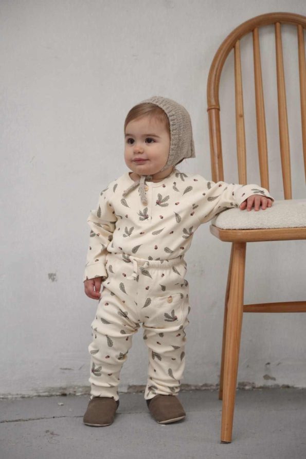 Unisex Pocket Shoulder Buttoned Top and Bottom Set