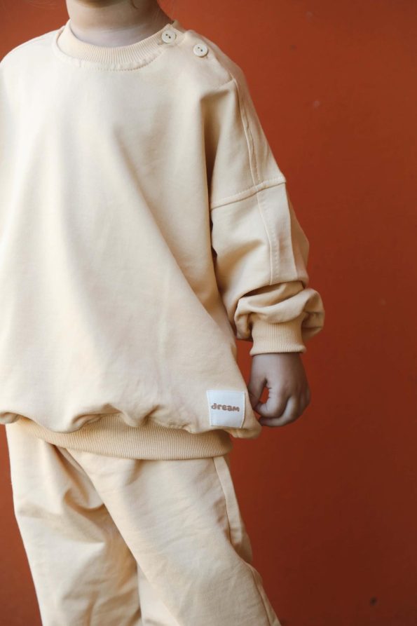Pastel Yellow Printed Sweatshirt and Pants Set