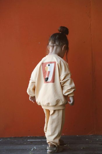 Pastel Yellow Printed Sweatshirt and Pants Set