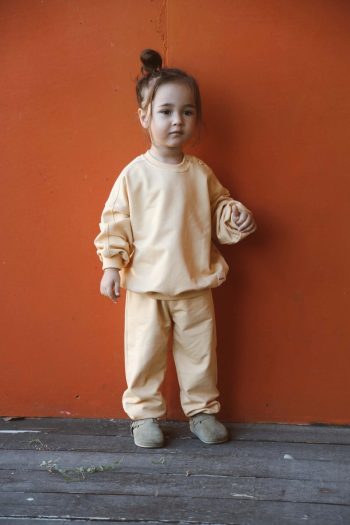 Pastel Yellow Printed Sweatshirt and Pants Set