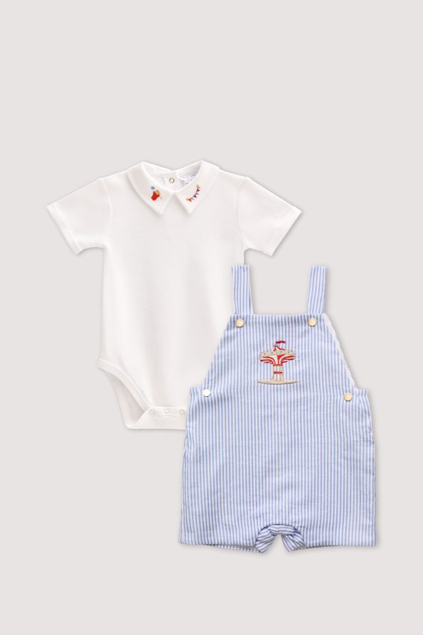 Funfair Overall and Embroidered Bodysuit Set