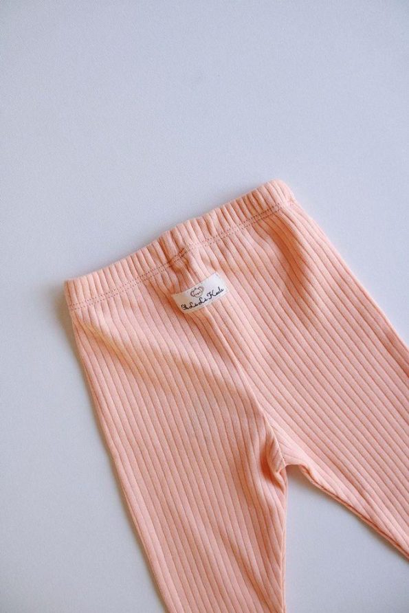Peach Ribbed Baby Leggings
