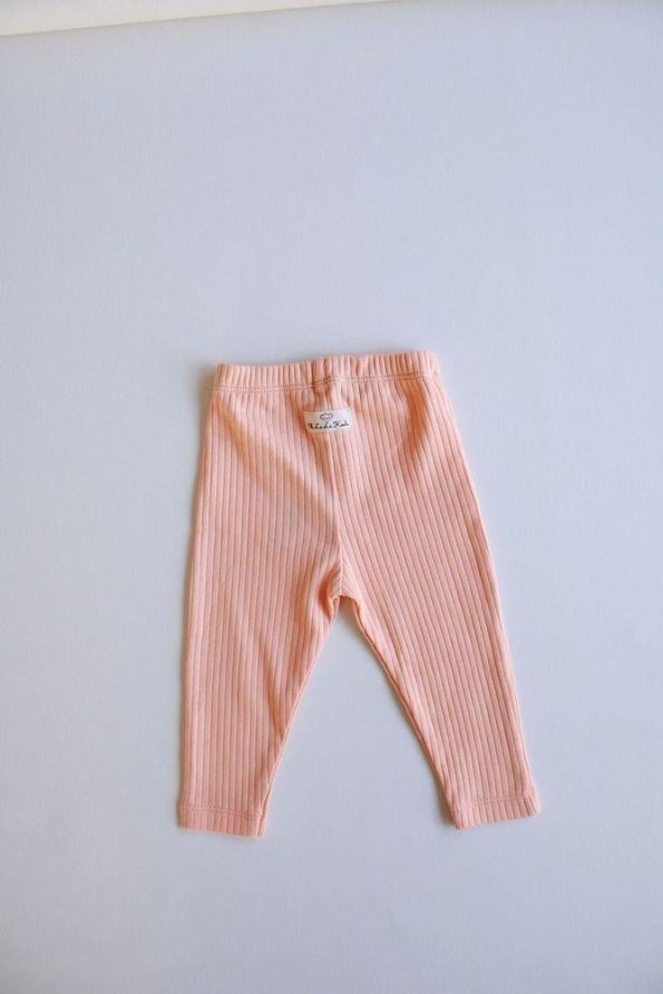 Peach Ribbed Baby Leggings