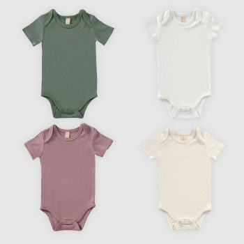 Softly Colors Short Sleeve Baby Bodysuit Set - 4 Pieces