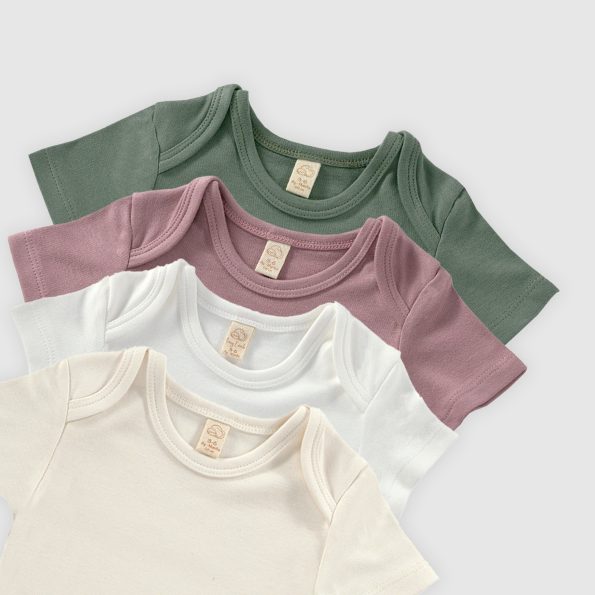 Softly Colors Short Sleeve Baby Bodysuit Set - 4 Pieces