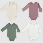 Softly Colors Long Sleeve Baby Bodysuit Set - 4 Pieces