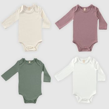 Softly Colors Long Sleeve Baby Bodysuit Set - 4 Pieces