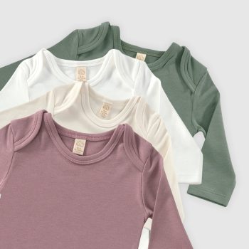 Softly Colors Long Sleeve Baby Bodysuit Set - 4 Pieces