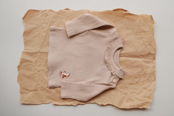 Milk Coffee Rabbit Embroidered Ruffled Girls Top