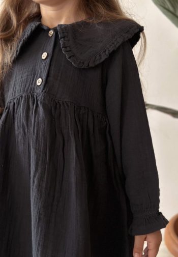 Collared Seasonal Dress for Ages 2-10 in Anthracite