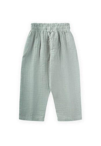 Ruffled Waist Wide Cut Muslin Pants 1-8 Years Mint Green