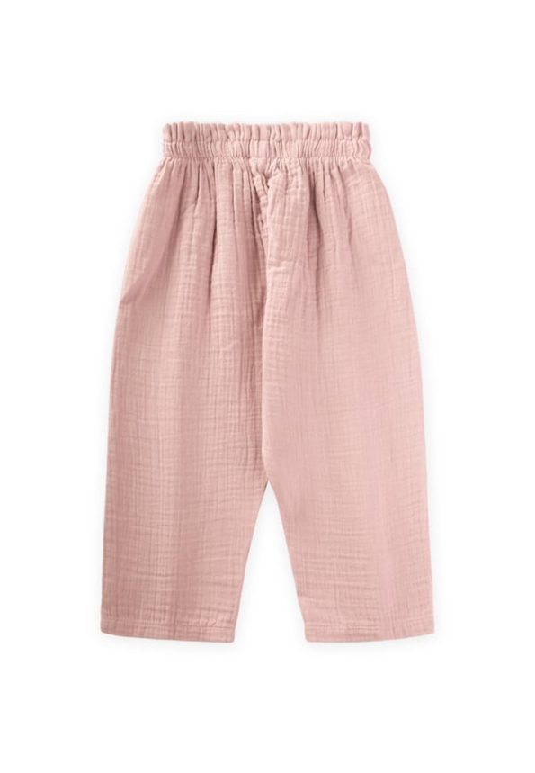 Organic Ruffled Wide Leg Muslin Pants for Ages 1-8 in Blush Pink