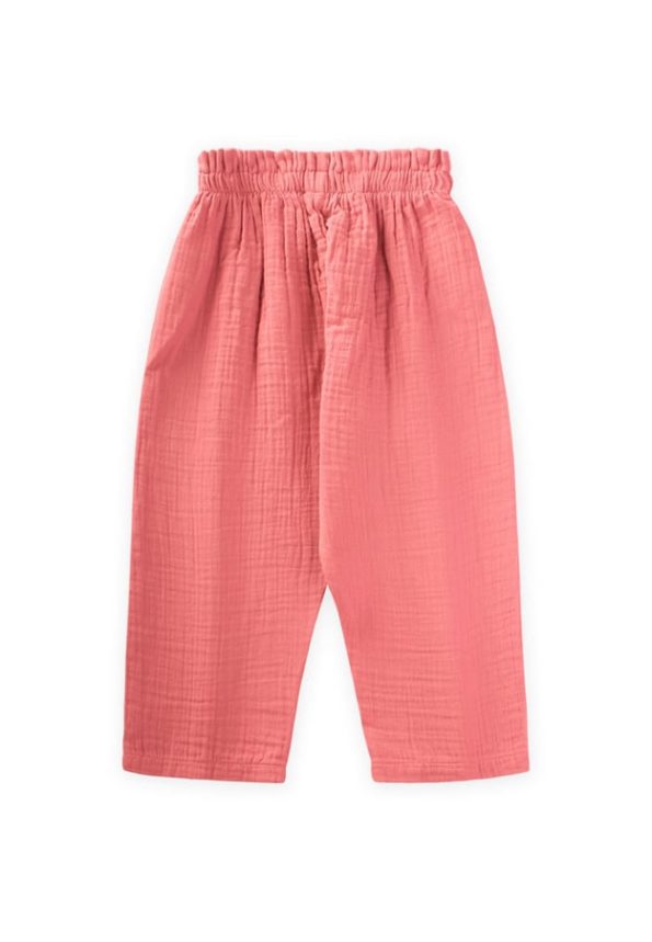 Organic Ruffled Wide-Leg Muslin Pants for Kids 1-8 Years Coral