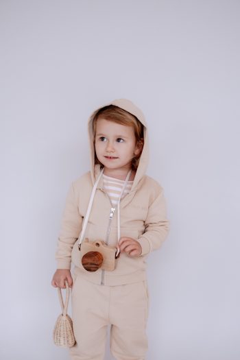 Beige Zip Hoodie
