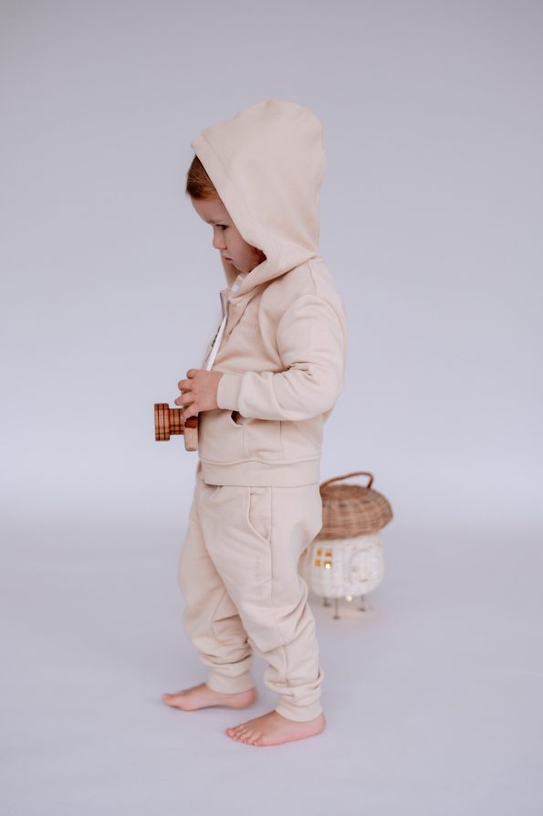 Beige Zip Hoodie