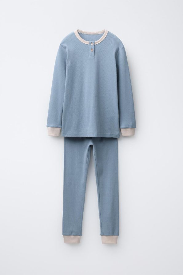 Contrast Ribbed Pyjamas for Ages 6-14