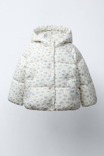 Floral Fleece-Lined Puffer Coat