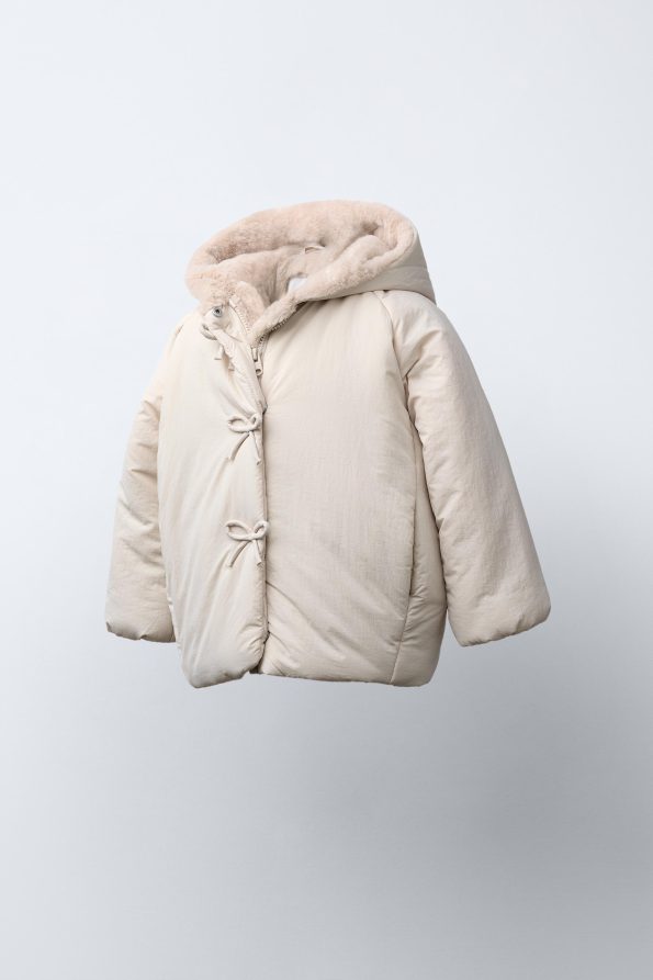 Water-Repellent Quilted Coat with Ties