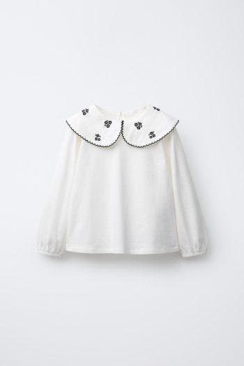 Embroidered Peter Pan Collar T-Shirt