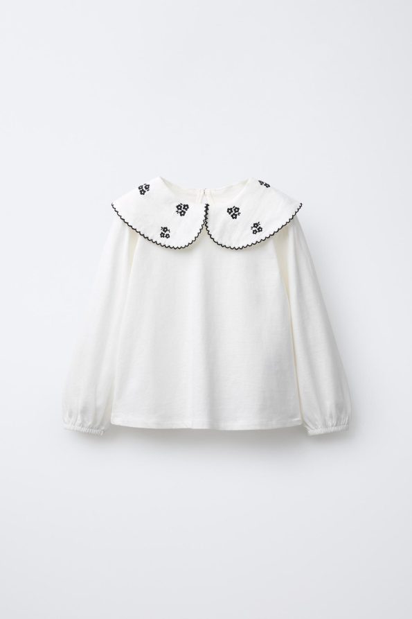 Embroidered Peter Pan Collar T-Shirt