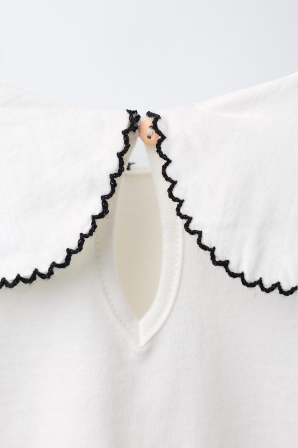 Embroidered Peter Pan Collar T-Shirt