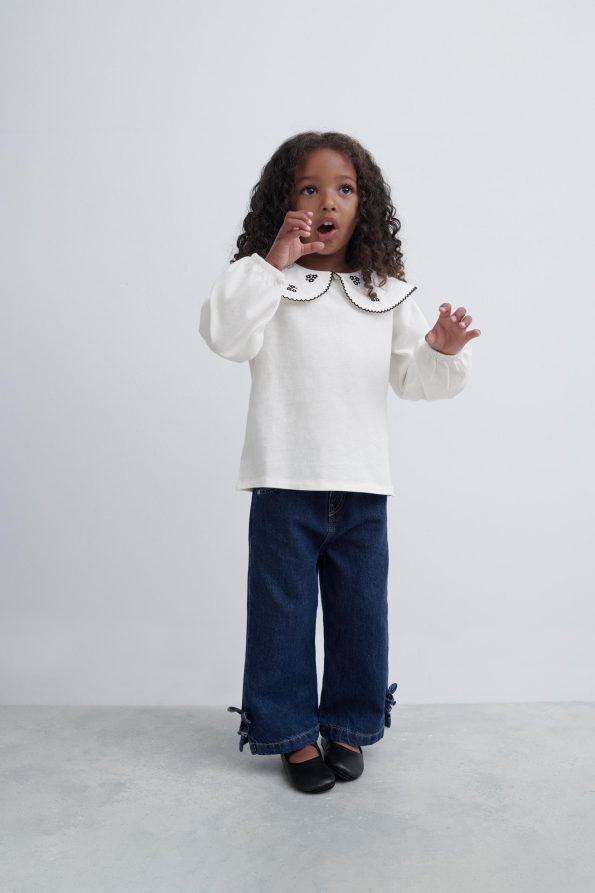 Embroidered Peter Pan Collar T-Shirt