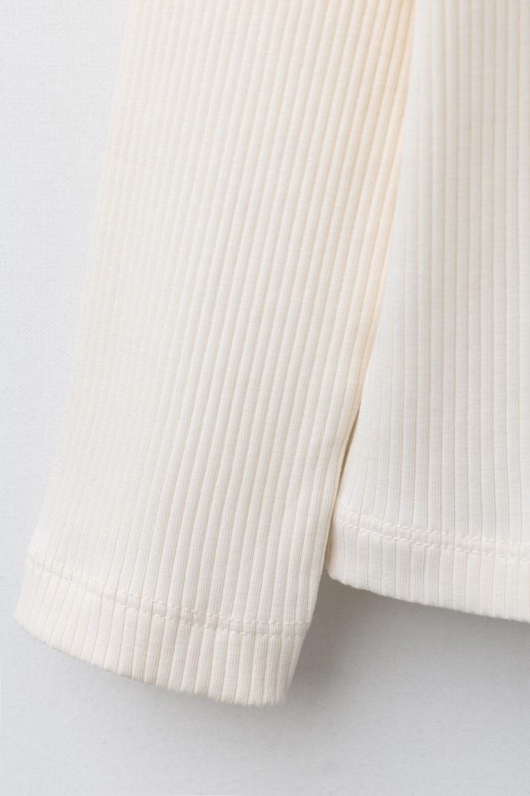 Ribbed T-Shirt with Peter Pan Collar