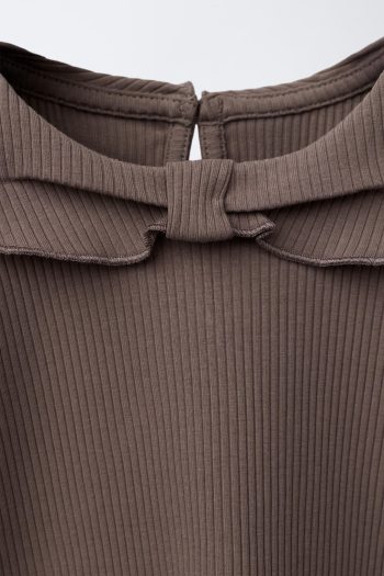 Ribbed T-Shirt with Peter Pan Collar