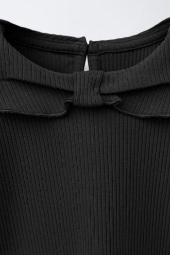 Ribbed T-Shirt with Peter Pan Collar