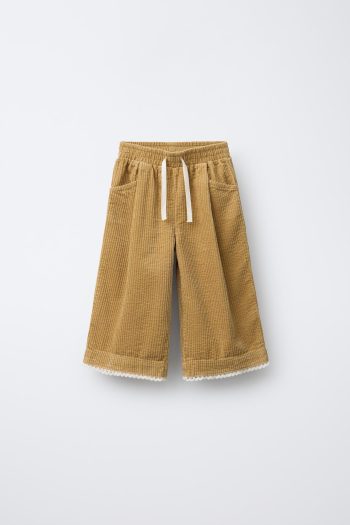 Corduroy Lace Trim Culottes