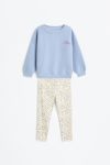Patterned Sweatshirt and Ribbed Leggings Set