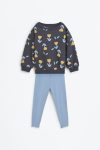 Patterned Sweatshirt and Ribbed Leggings Set